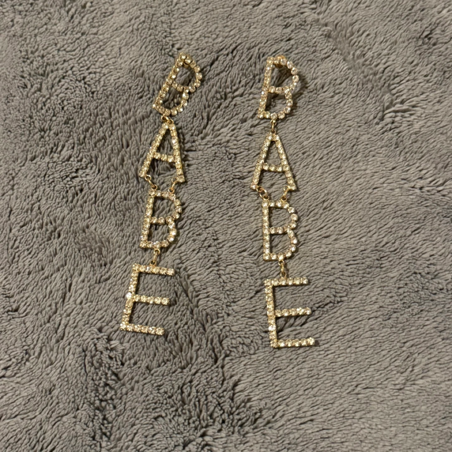 Dangle "BABE" Rhinestone Earrings - photo 2