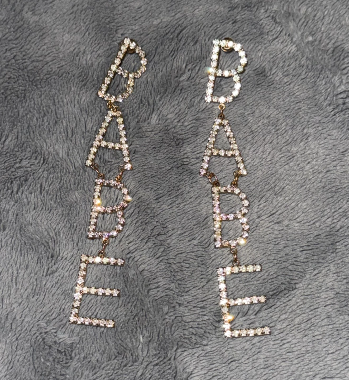 Dangle "BABE" Rhinestone Earrings