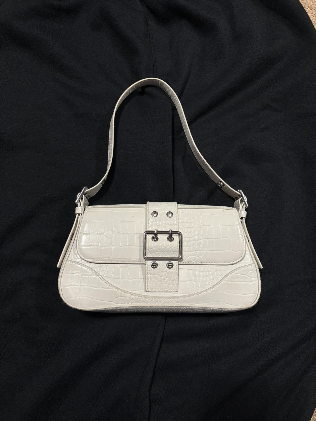White Croc Embossed Shoulder Bag - photo 2