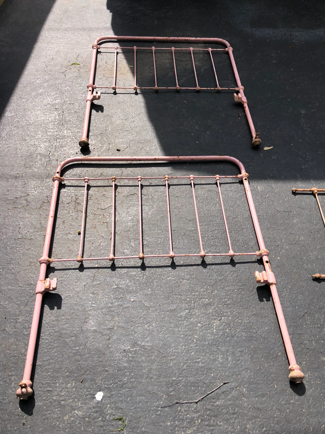 Vintage Pink Metal Twin Bed Frame Headboard & Footboard Set - photo 2