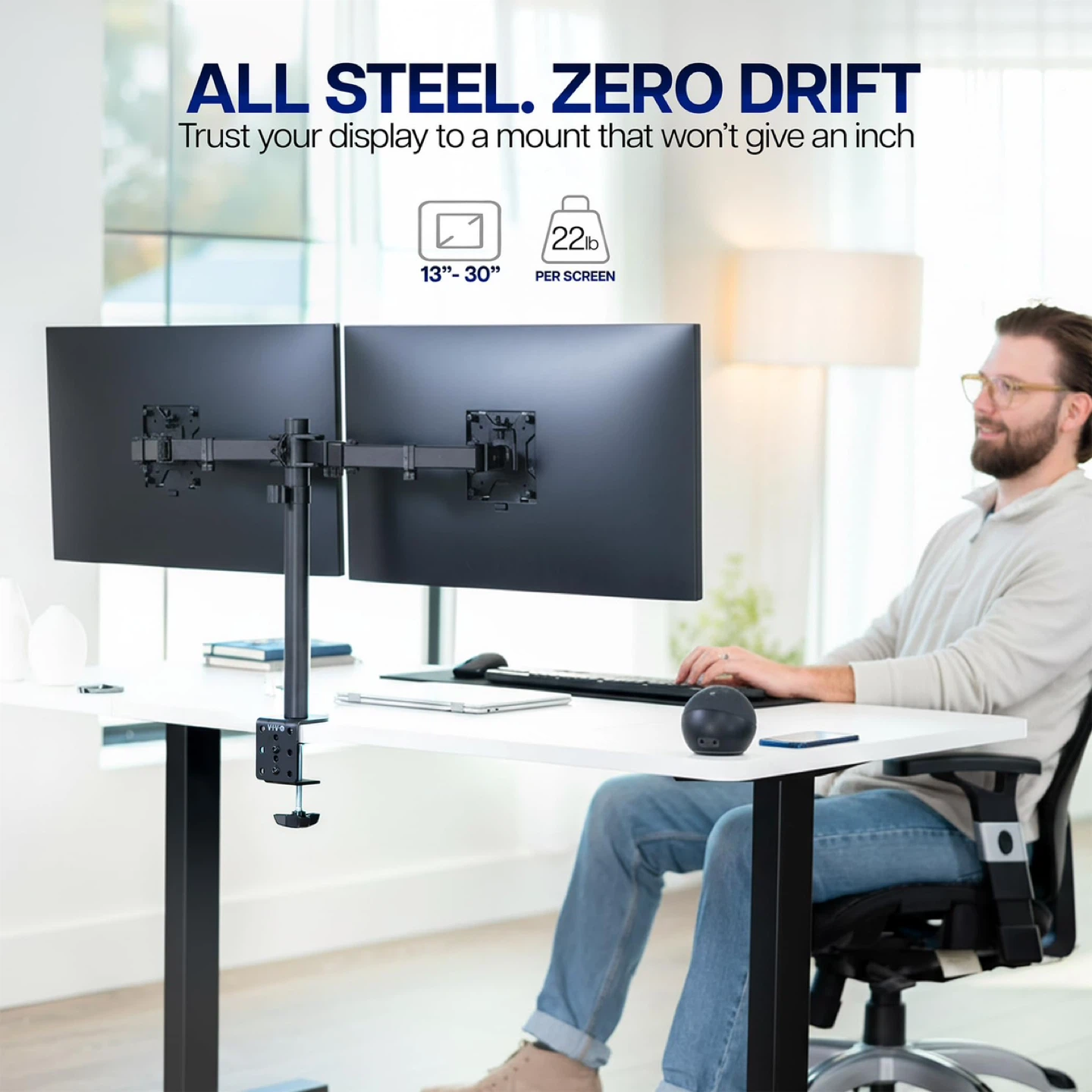 VIVO Dual Monitor Desk Mount, Holds 2 Computer Screens - photo 2