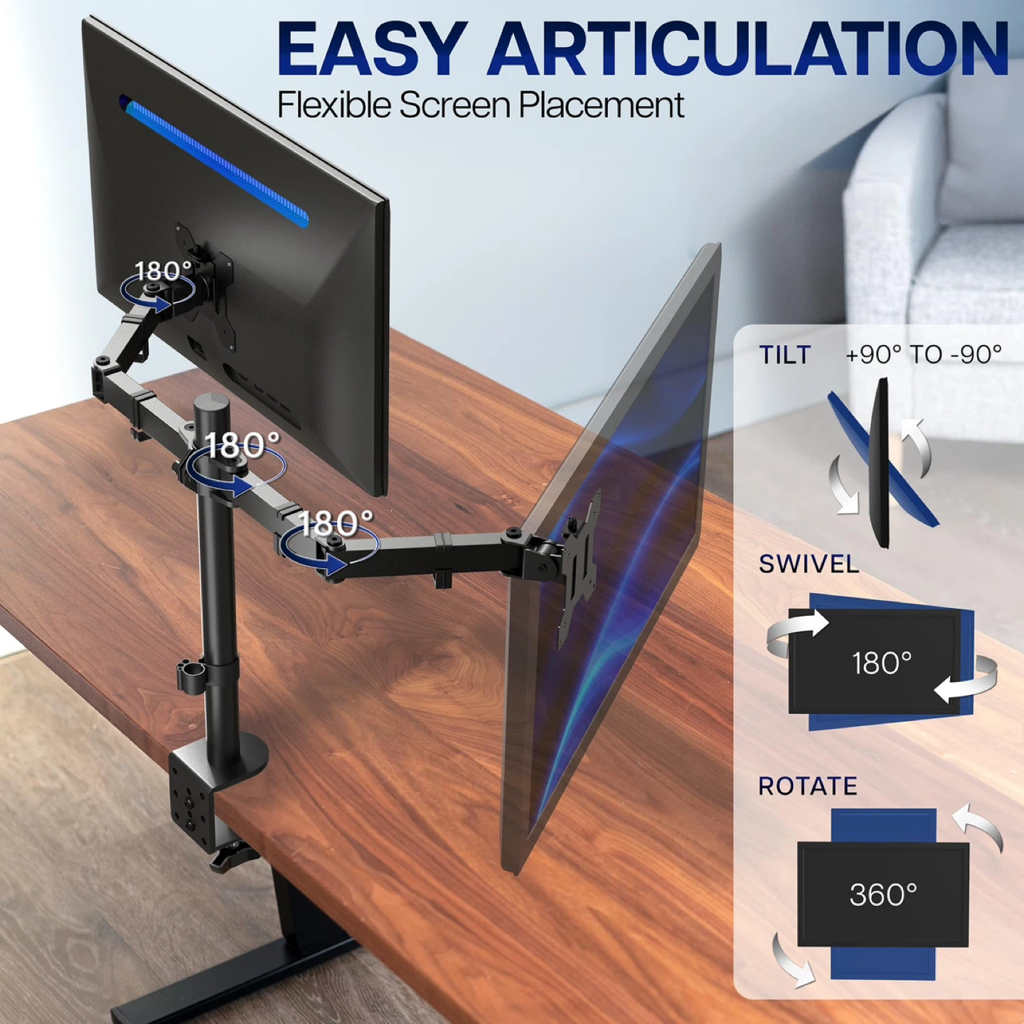 VIVO Dual Monitor Desk Mount, Holds 2 Computer Screens - photo 3