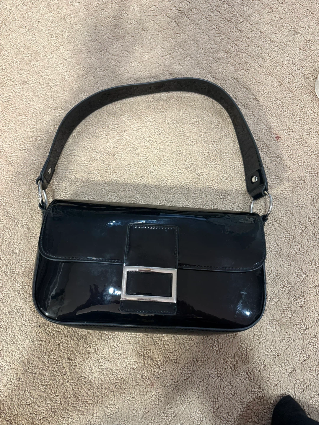 Black Patent Shoulder Bag