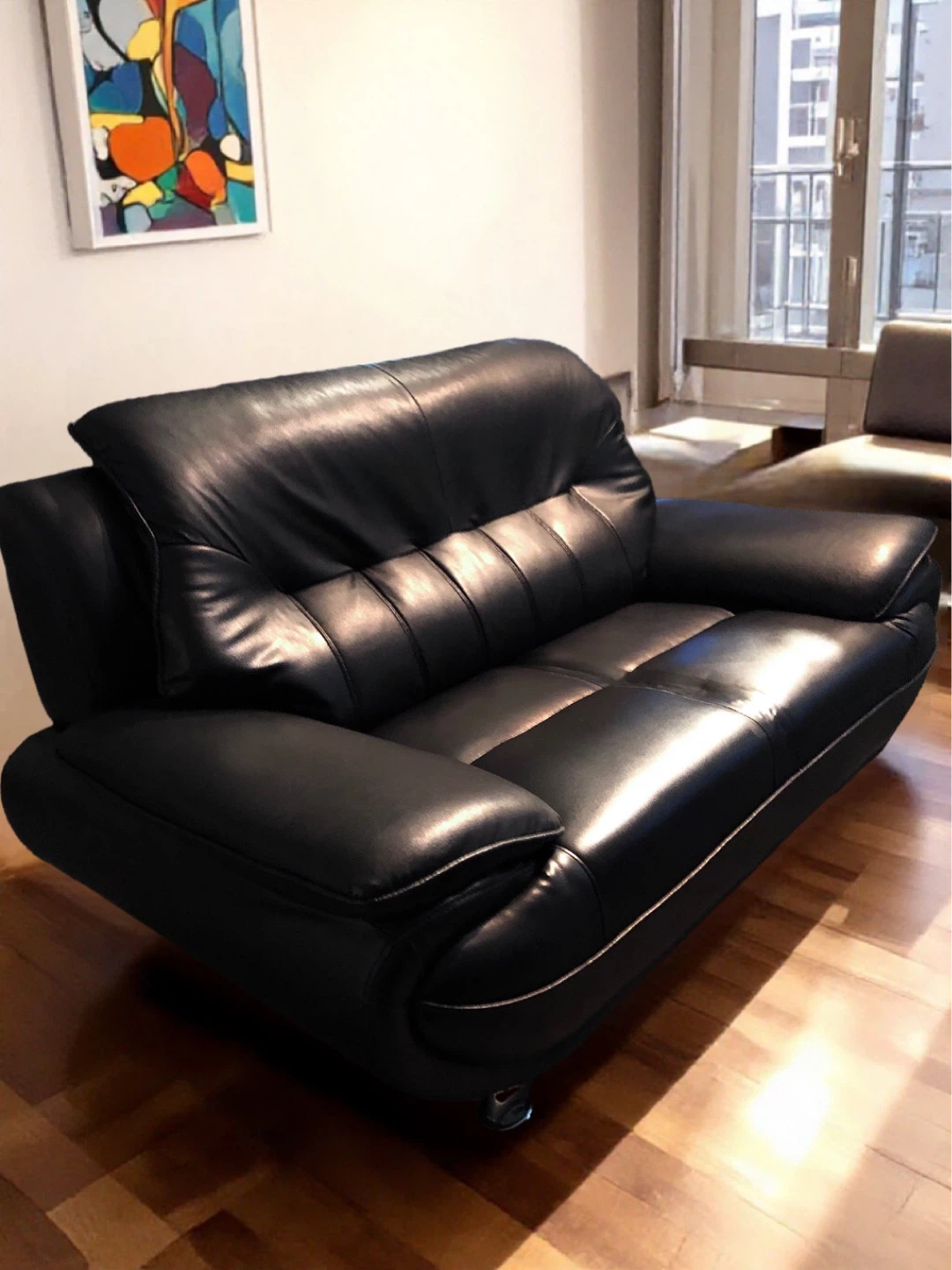 Modern Black Loveseat