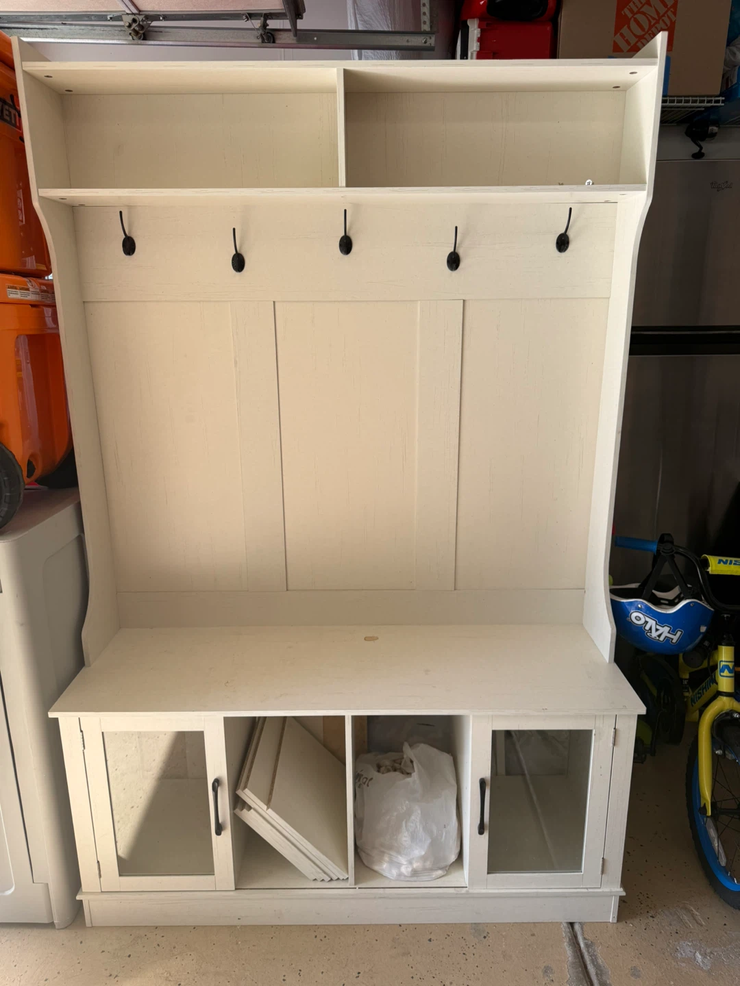 Cream Hall Tree Bench with Storage - photo 3