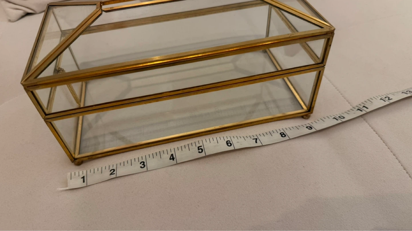 Glass and Brass Tissue Box Holder - photo 5