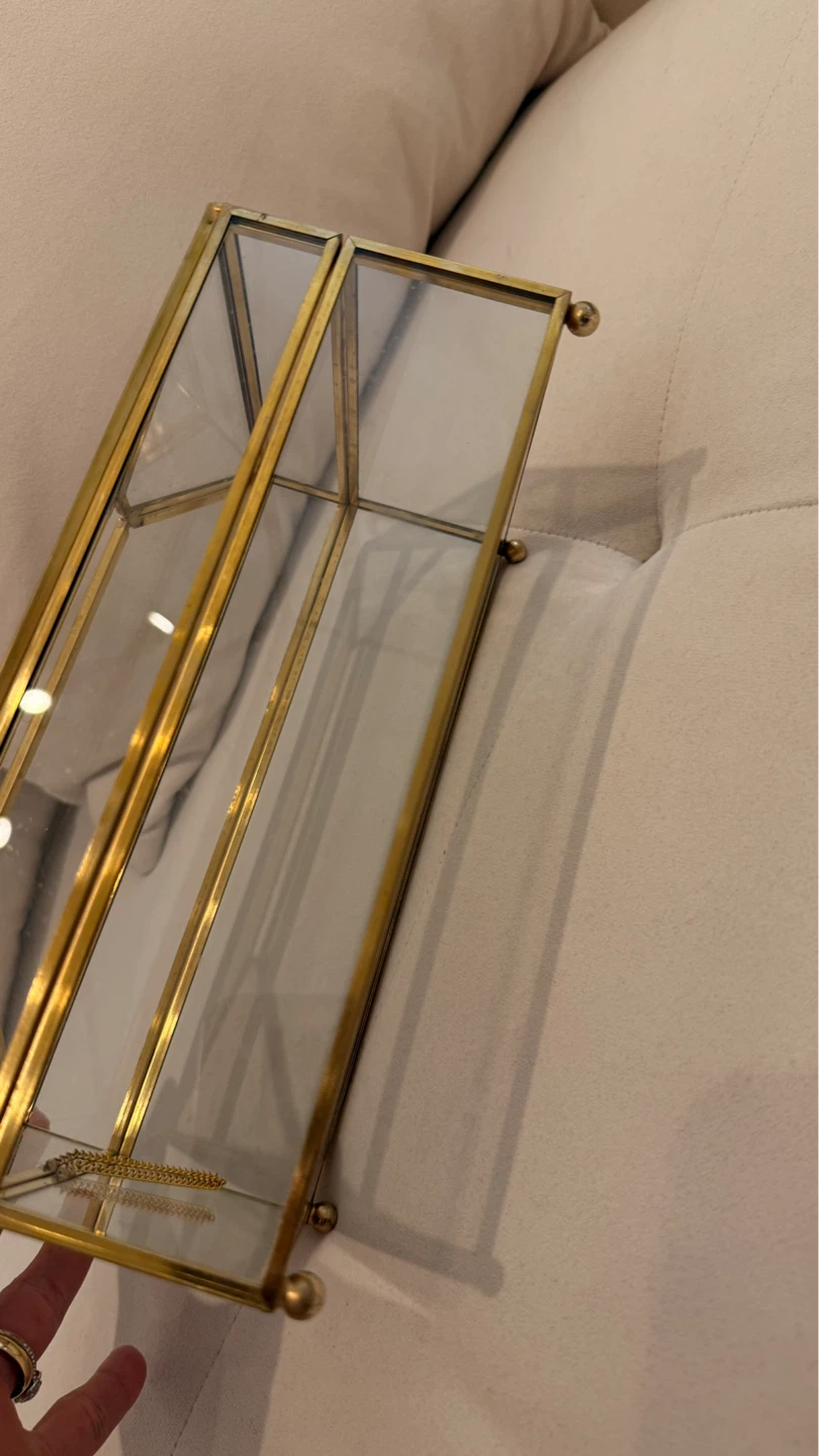 Glass and Brass Tissue Box Holder - photo 3