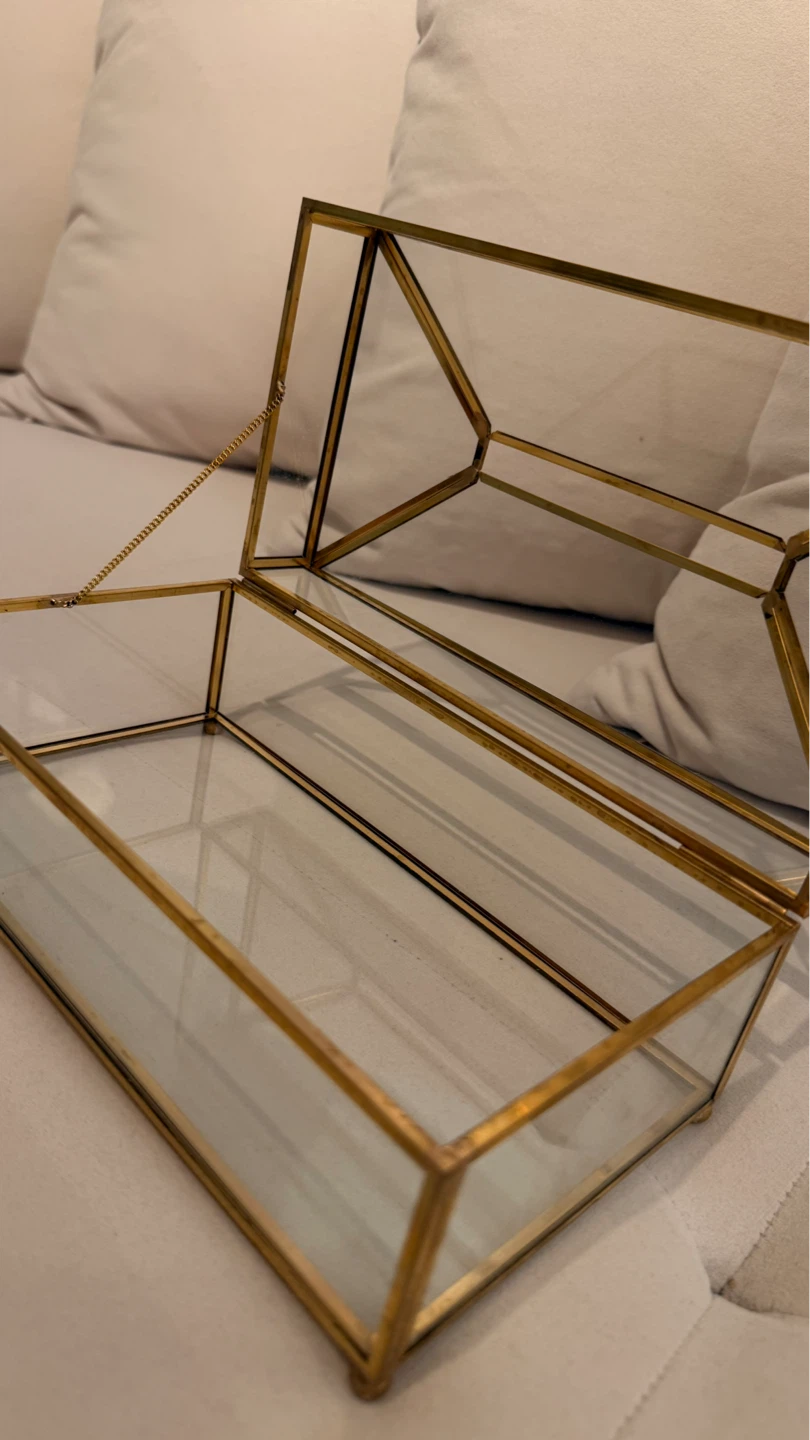 Glass and Brass Tissue Box Holder - photo 4