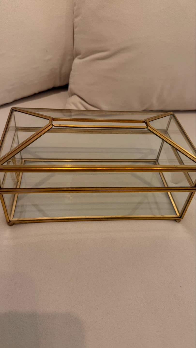 Glass and Brass Tissue Box Holder