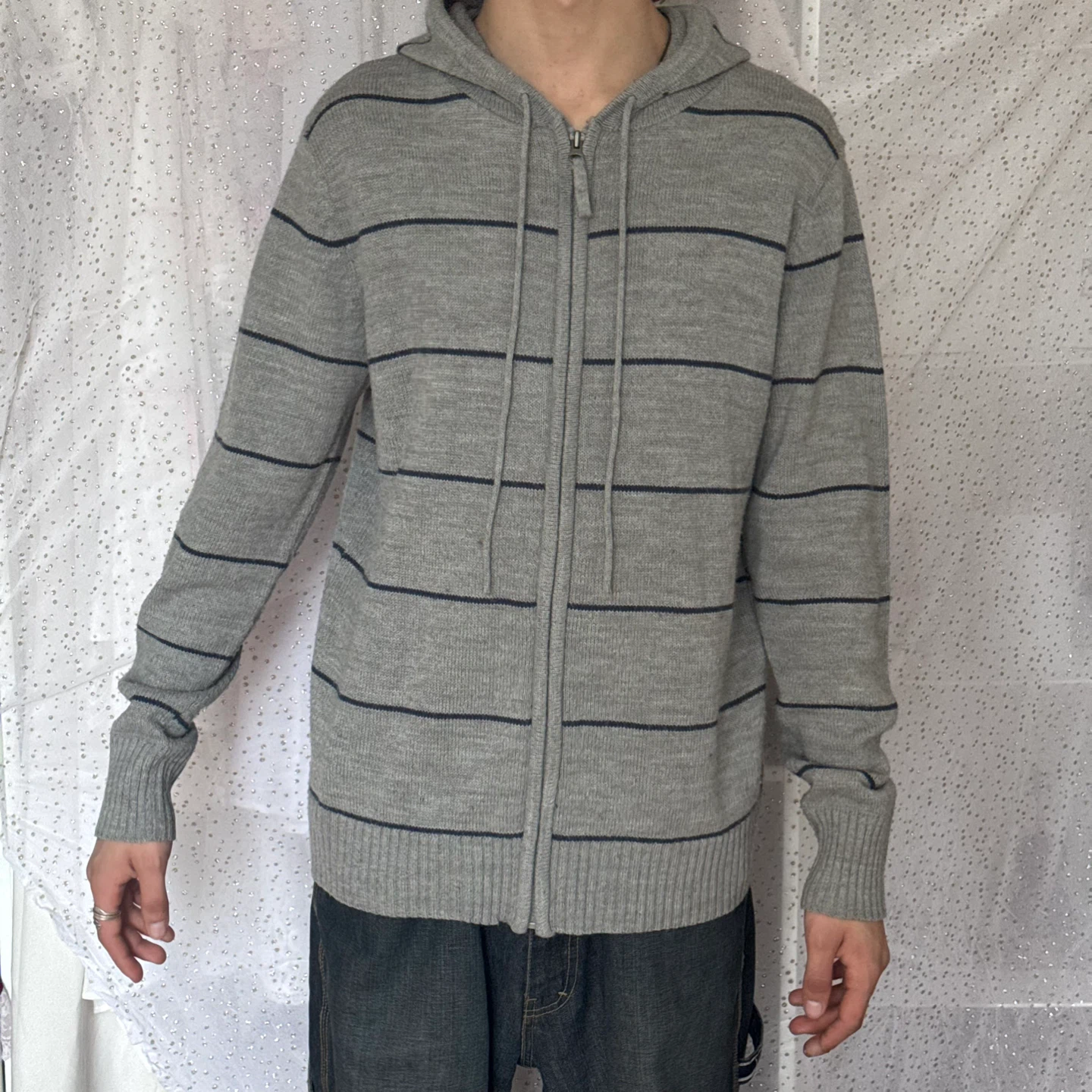 Bongo Jeans Striped Zip-Up Sweater