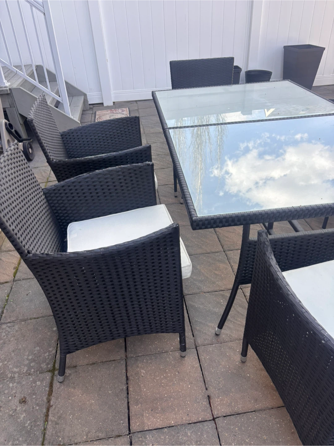 Wicker Patio Dining Set with Glass Table and 6 Chairs - photo 2