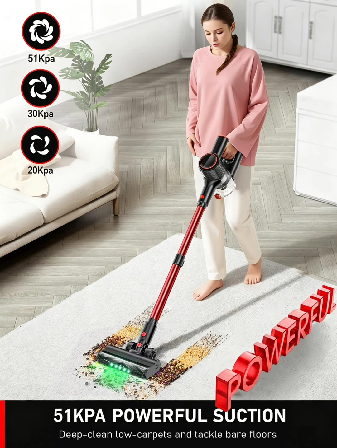 Cordless Stick Vacuum Cleaner, Powerful 8 in 1 Lightweight - photo 2