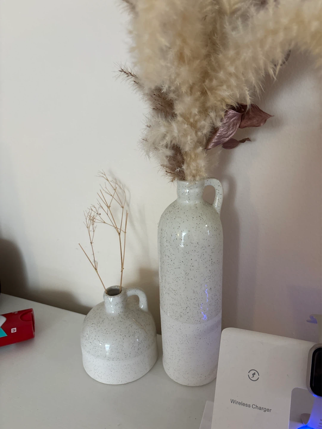 Set of 2 Speckled Ceramic Bud Vases with Handles - photo 2