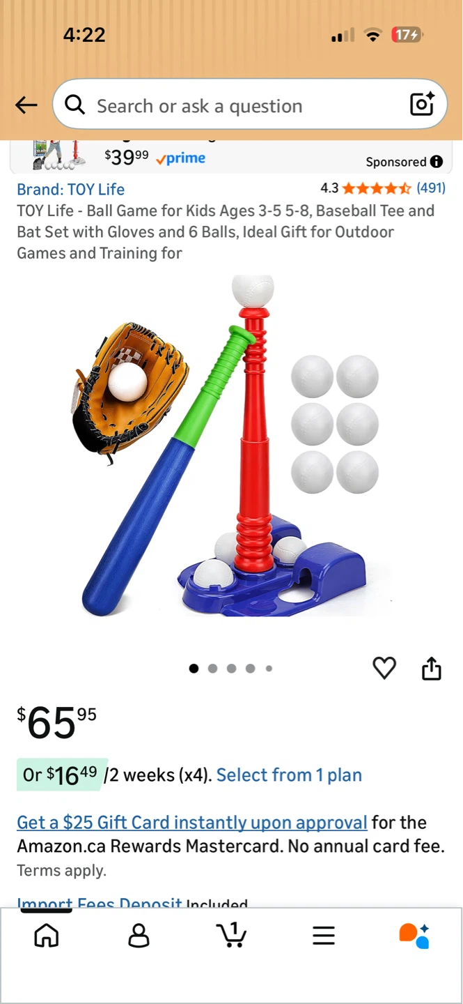 Baseball Tee and Bat Set with Gloves and 5 Balls - photo 2