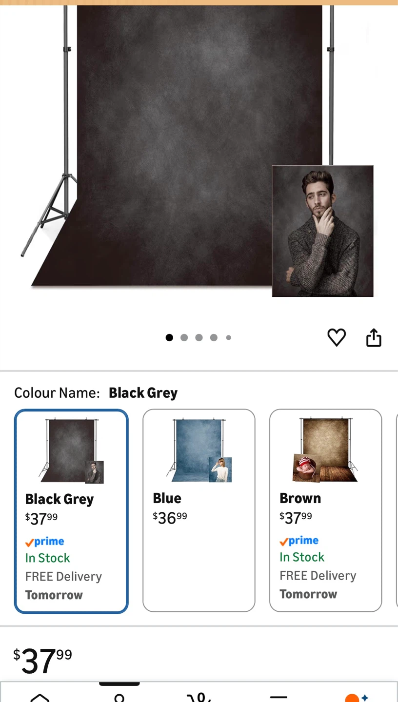 VEOEOV 5x7ft Black Grey Photo Backdrop - photo 5