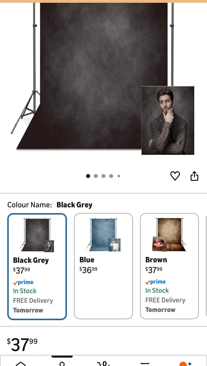 VEOEOV 5x7ft Black Grey Photo Backdrop - photo 5