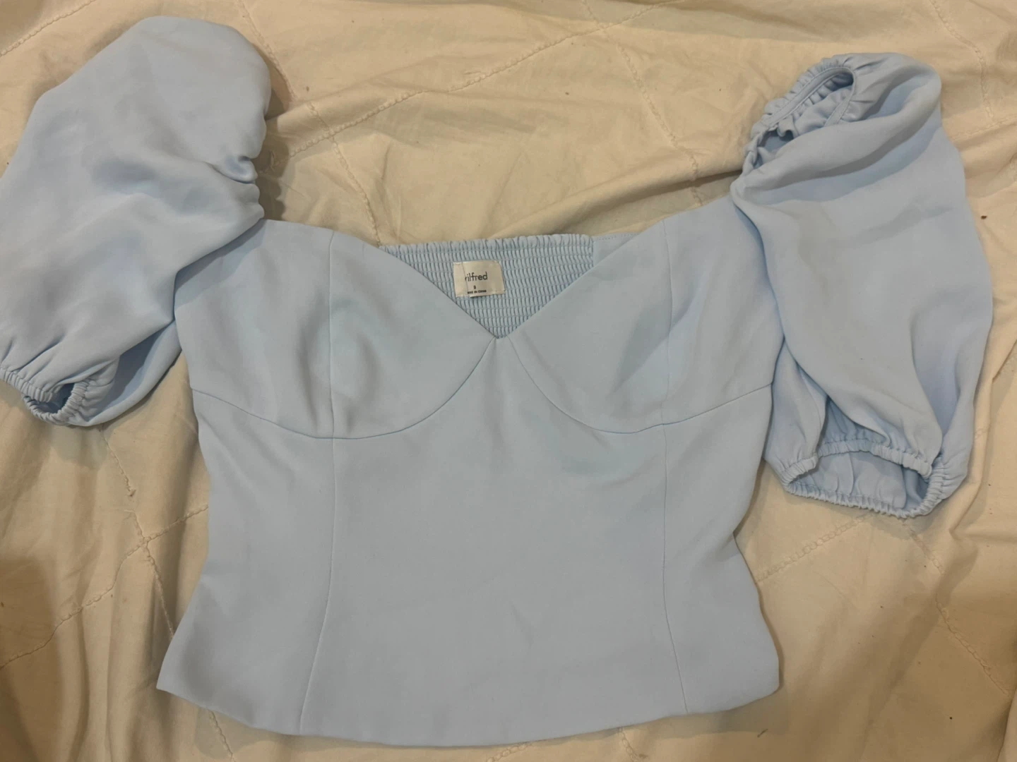 Wilfred Light Blue Puff Sleeve Top - Size 8