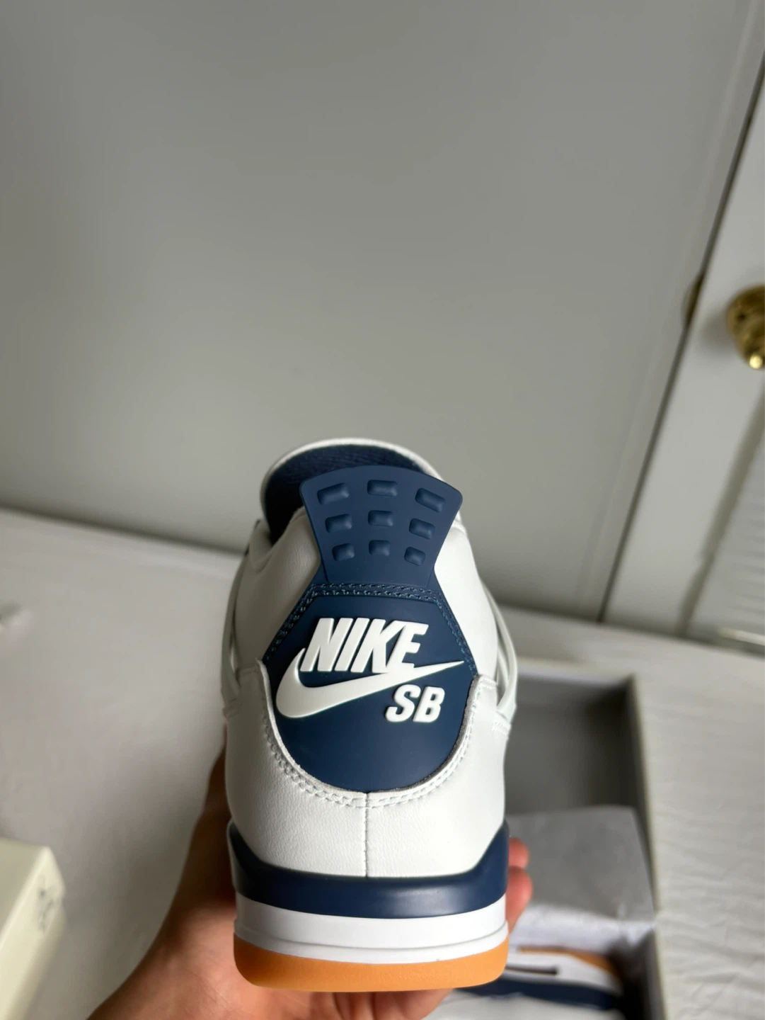 Air Jordan 4 Retro SB 'White Navy' Sneakers - photo 3