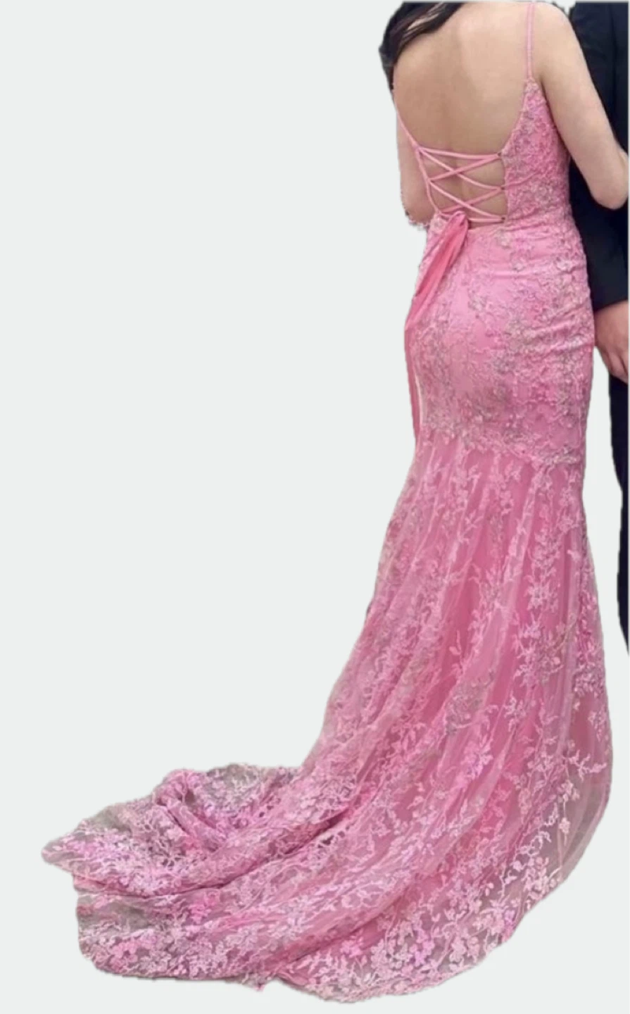 Sherri Hill Pink Lace Mermaid Prom Dress - photo 2