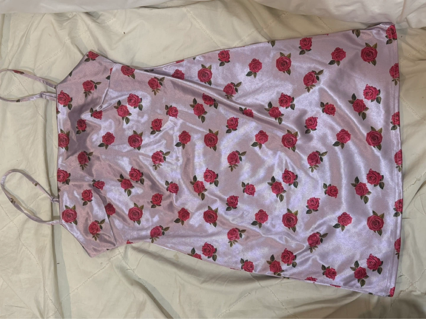 Urban Outfitters Light Purple Rose Print Mini Dress Size L - photo 2
