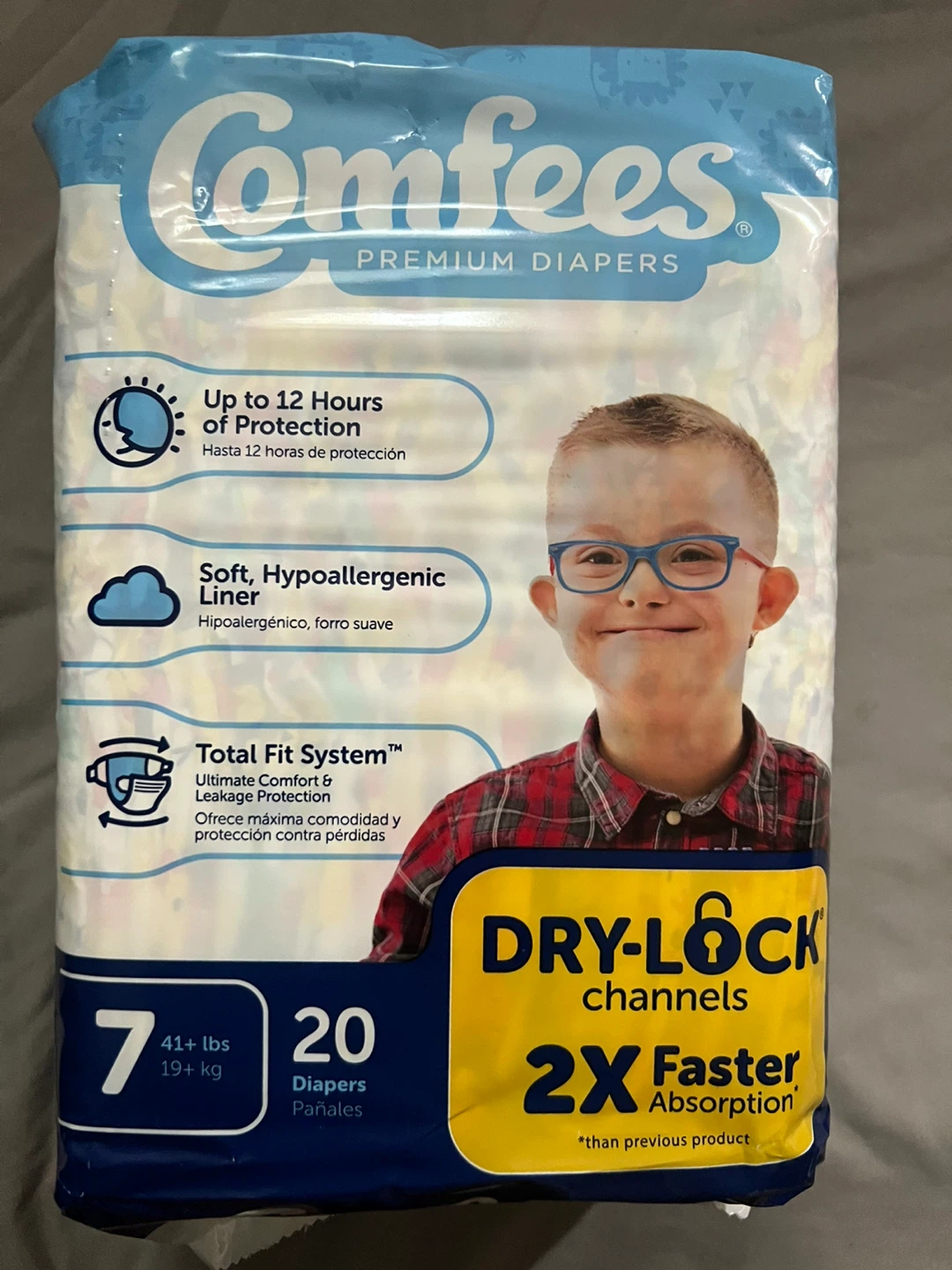 Comfees Premium Diapers Size 7 (19+ kg / 41+ lbs) - 20 Count