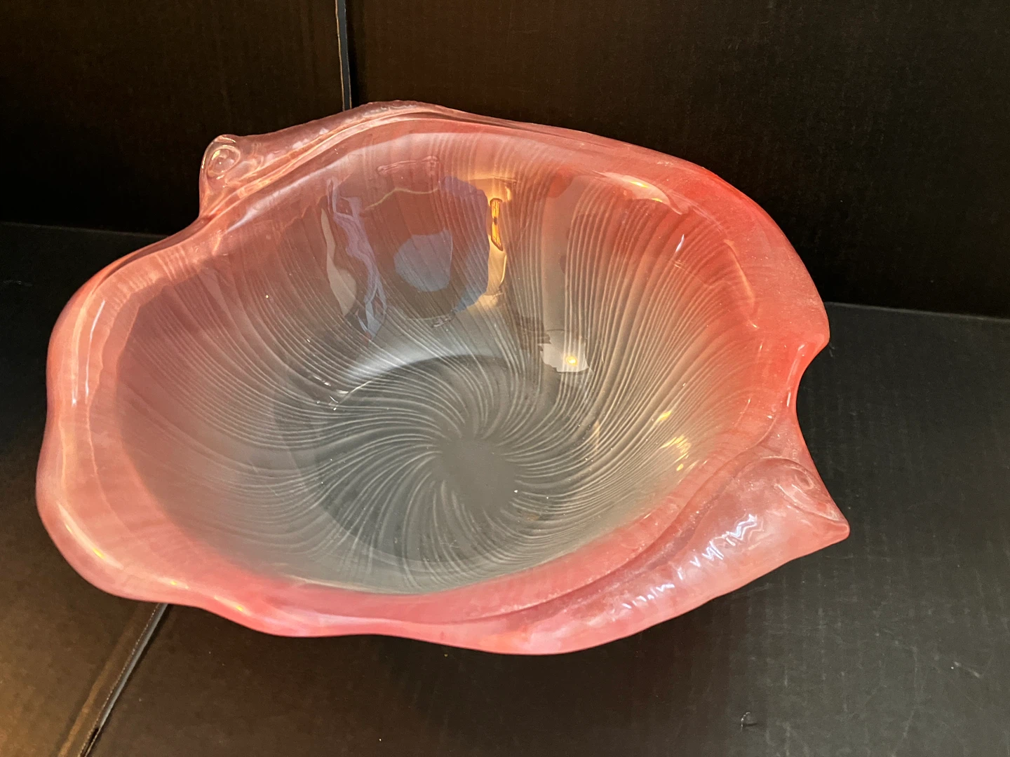 Pink Swirl Glass Decorative Bowl