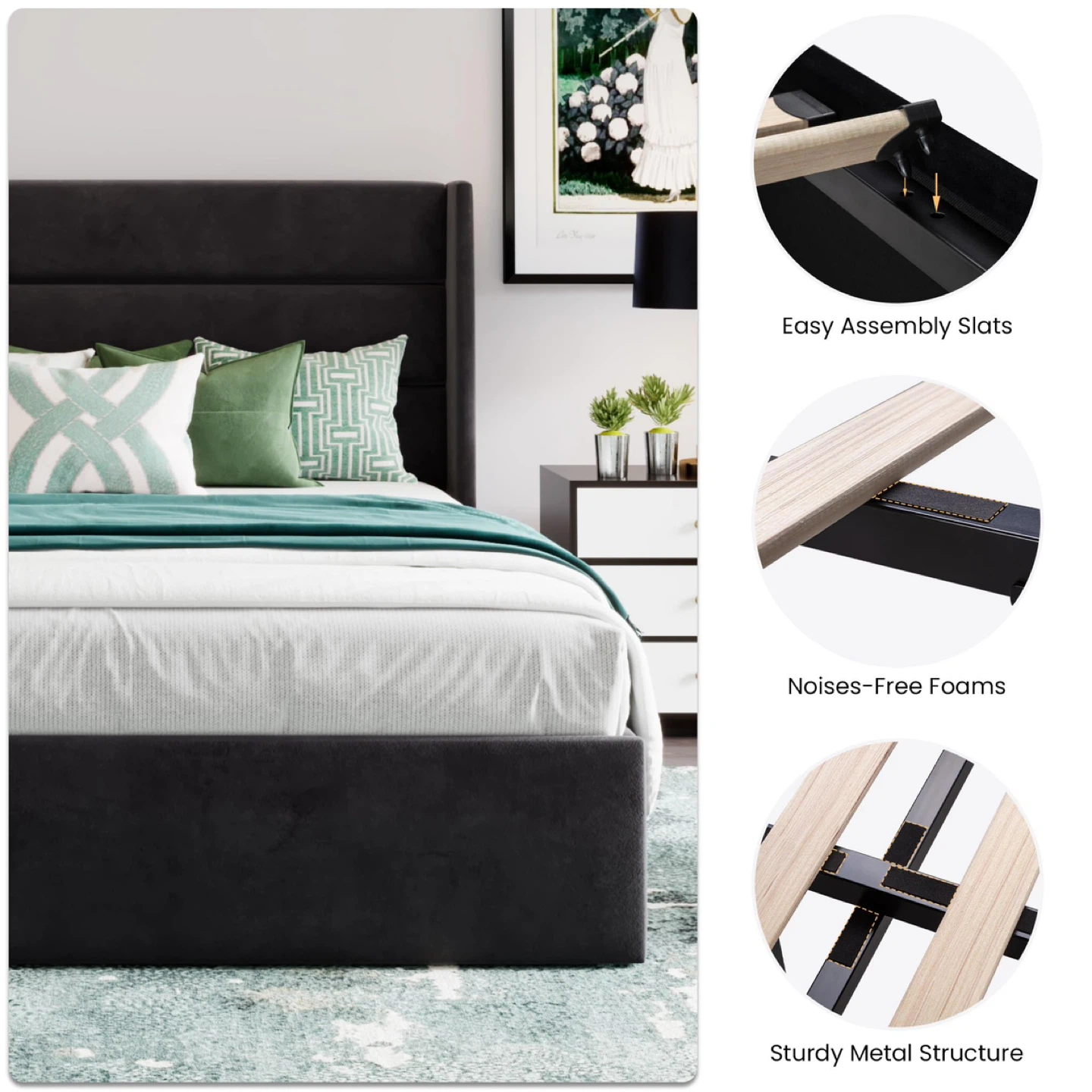 SHA CERLIN Queen Size Lift Up Storage Bed/Velvet bed - photo 5