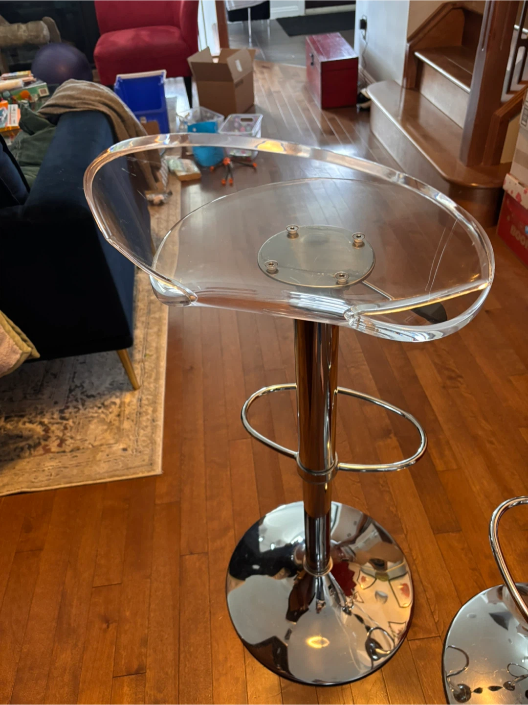 Clear Acrylic Bar Stools with Chrome Base (Set of 2) - photo 4