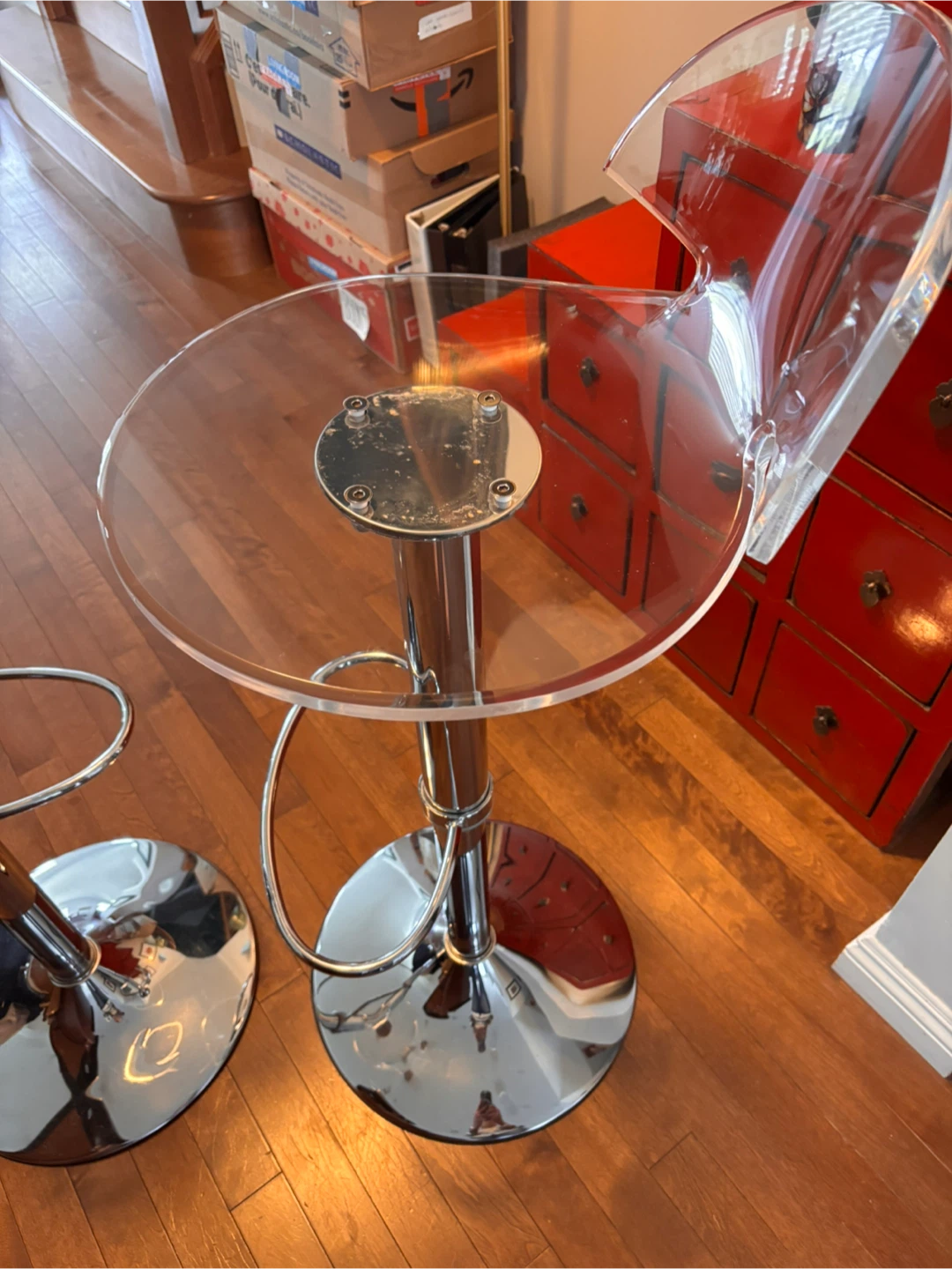 Clear Acrylic Bar Stools with Chrome Base (Set of 2) - photo 3