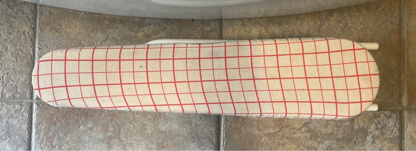 Tabletop Ironing Board with Red and White Grid Cover - photo 2
