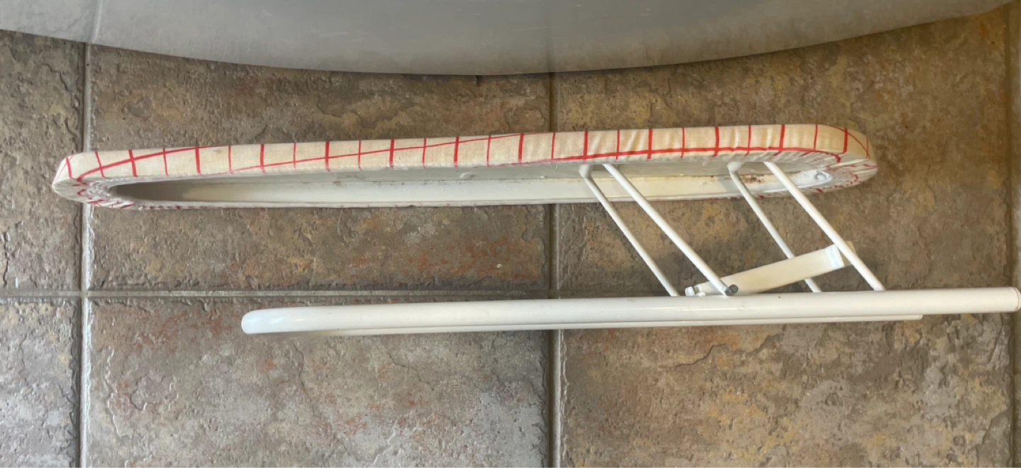 Tabletop Ironing Board with Red and White Grid Cover - photo 3