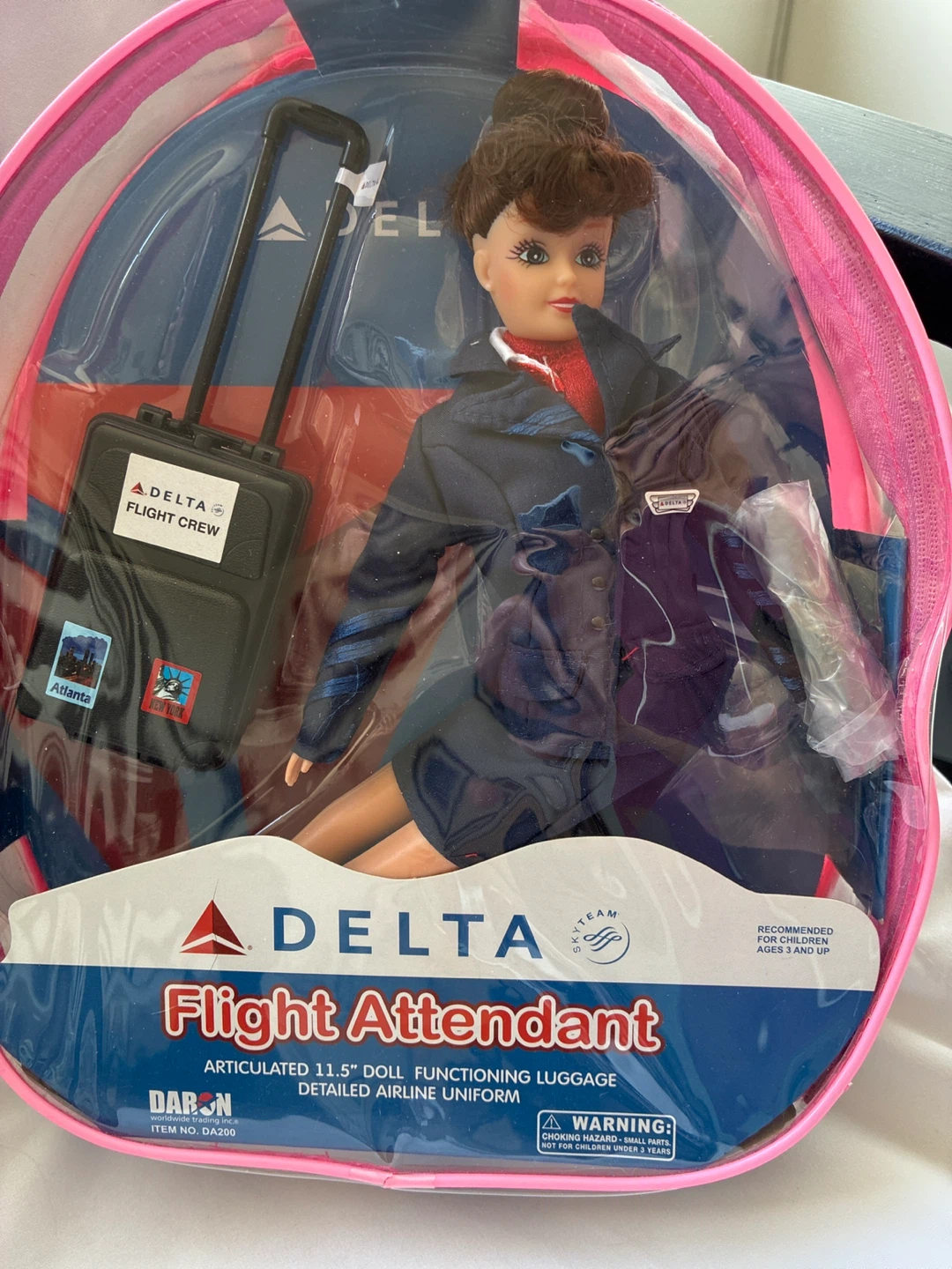 Delta Flight Attendant Doll with Luggage