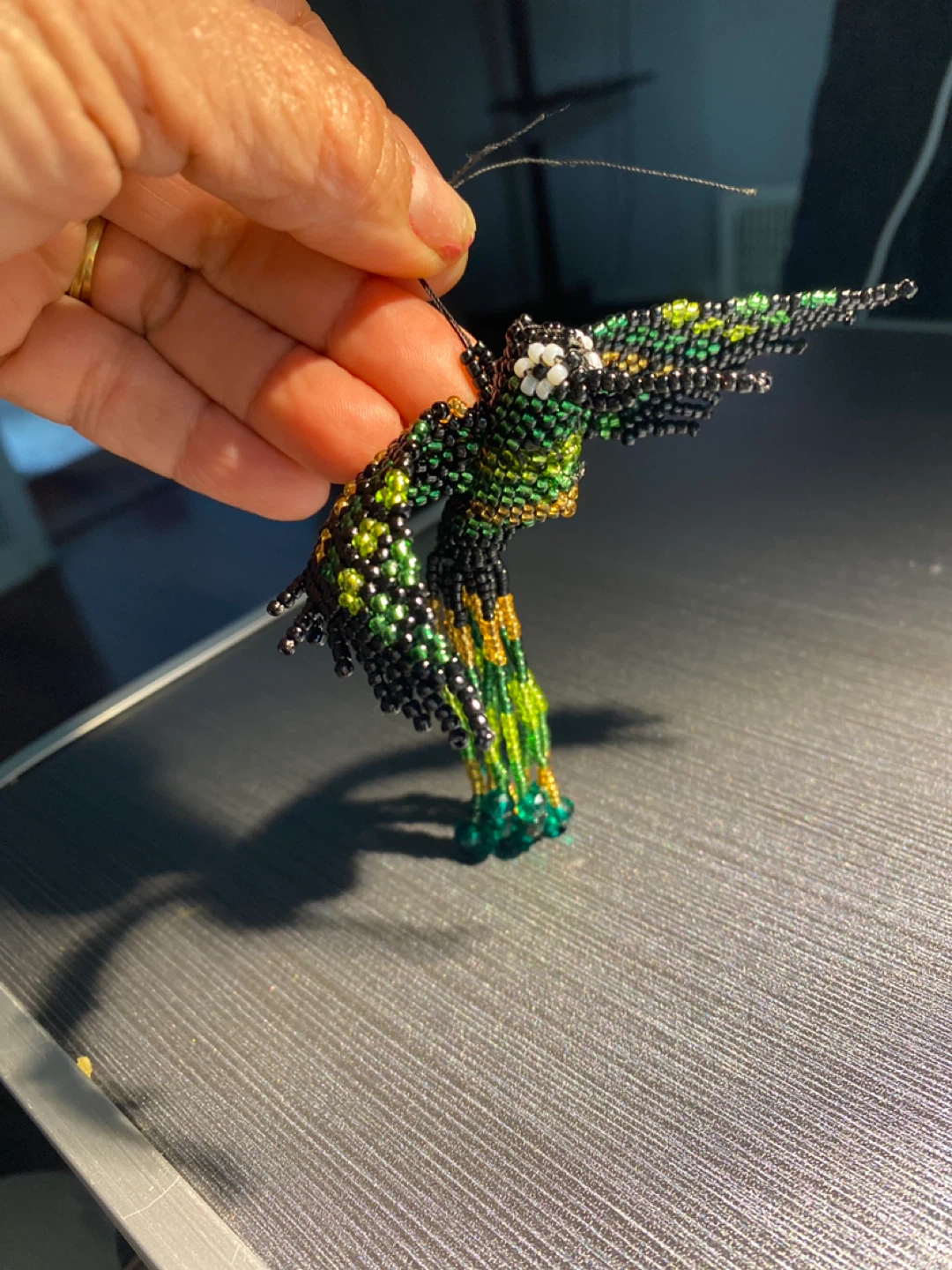 Handmade Beaded Hummingbird Ornament - photo 3