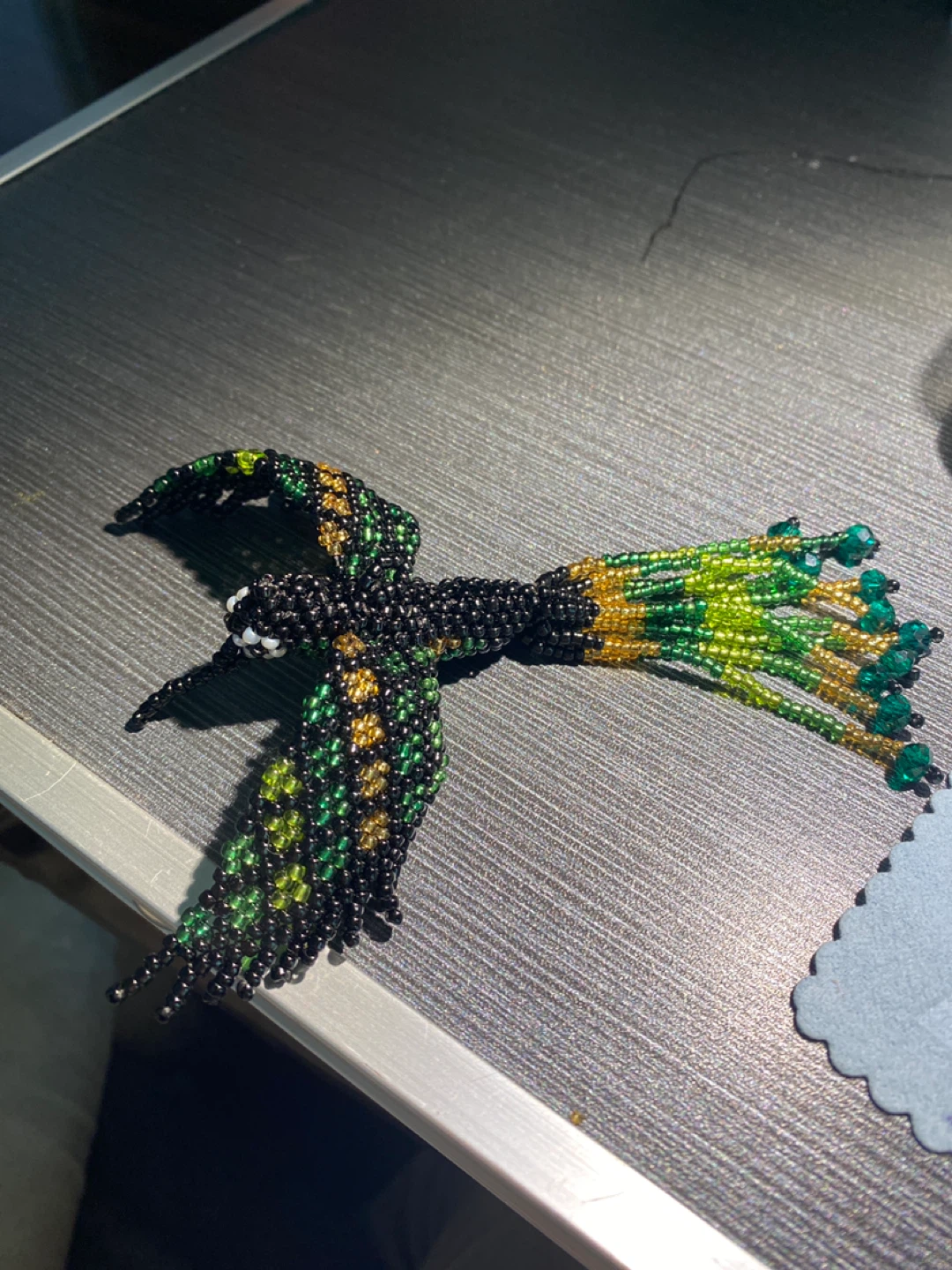 Handmade Beaded Hummingbird Ornament - photo 2