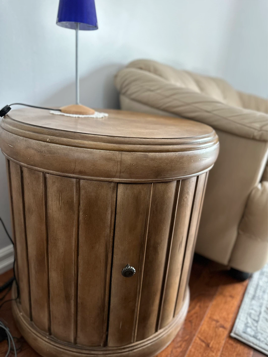 Wooden Barrel Style Side Table