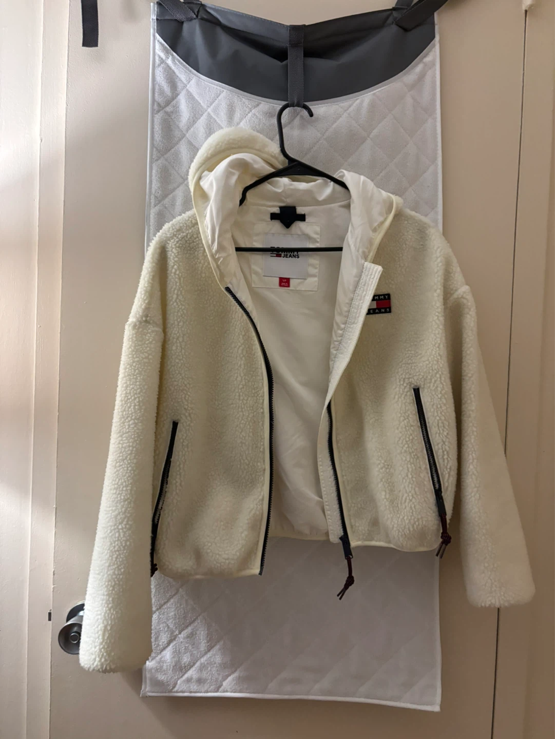 Tommy Jeans Cream Sherpa Fleece Jacket