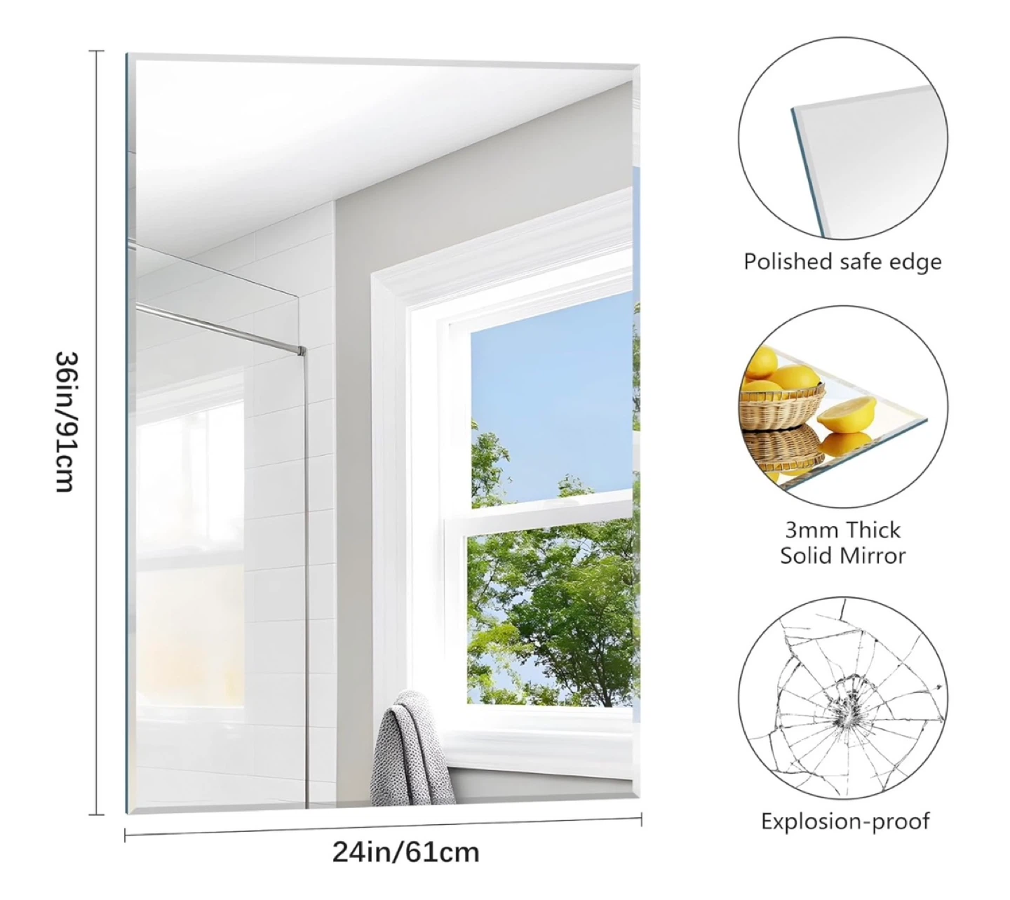 24x36 inch frameless mirror - photo 2