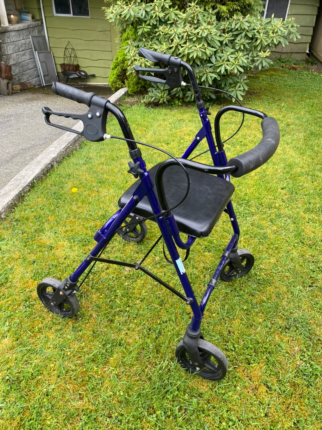 Blue 4-Wheel Walker with Seat