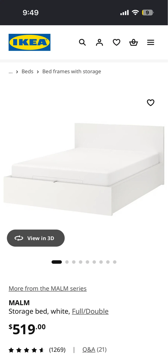 IKEA MALM Storage Bed Frame - White - photo 5