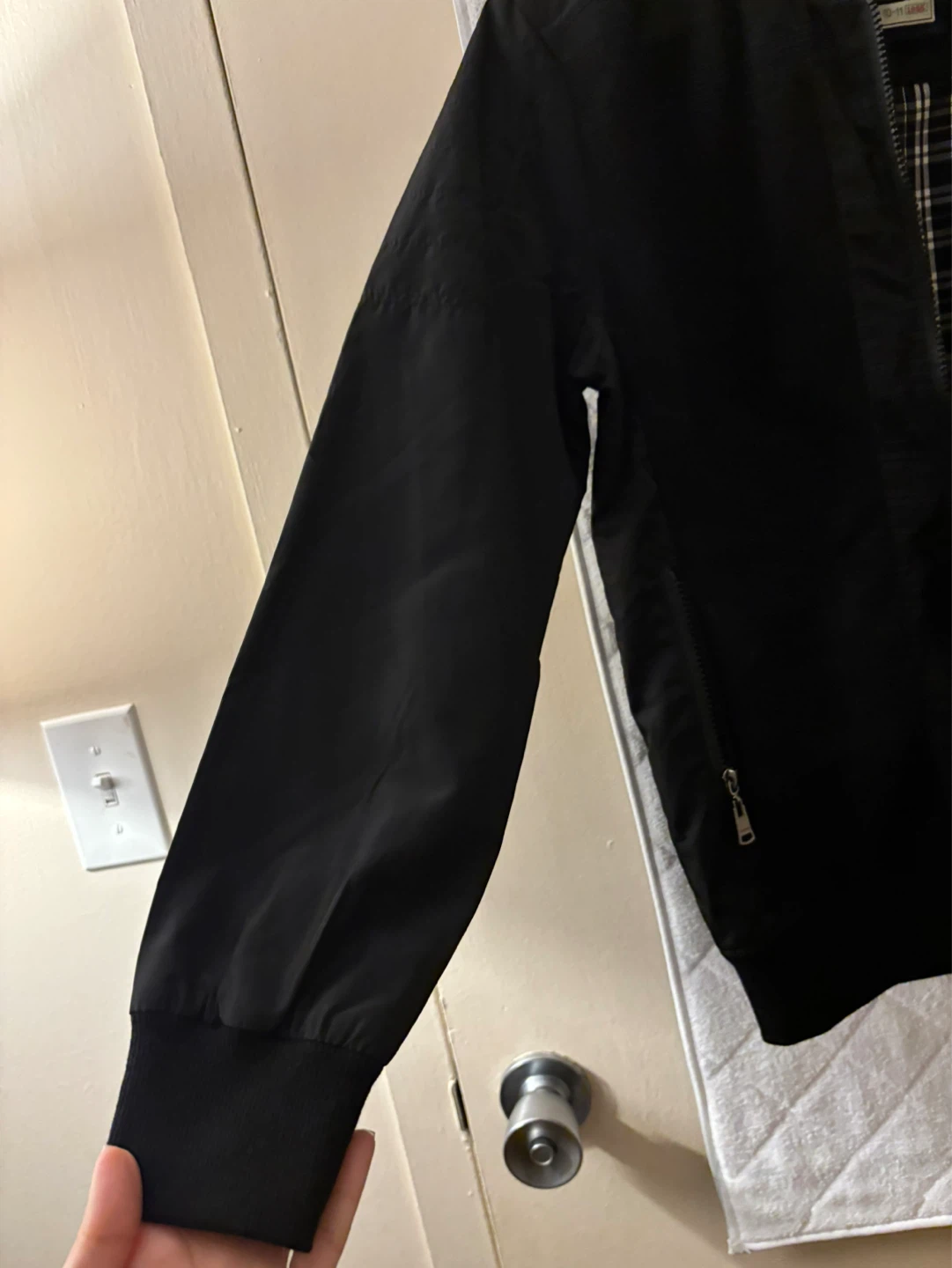 D-Juniors Black Bomber Jacket with Plaid Lining - photo 4
