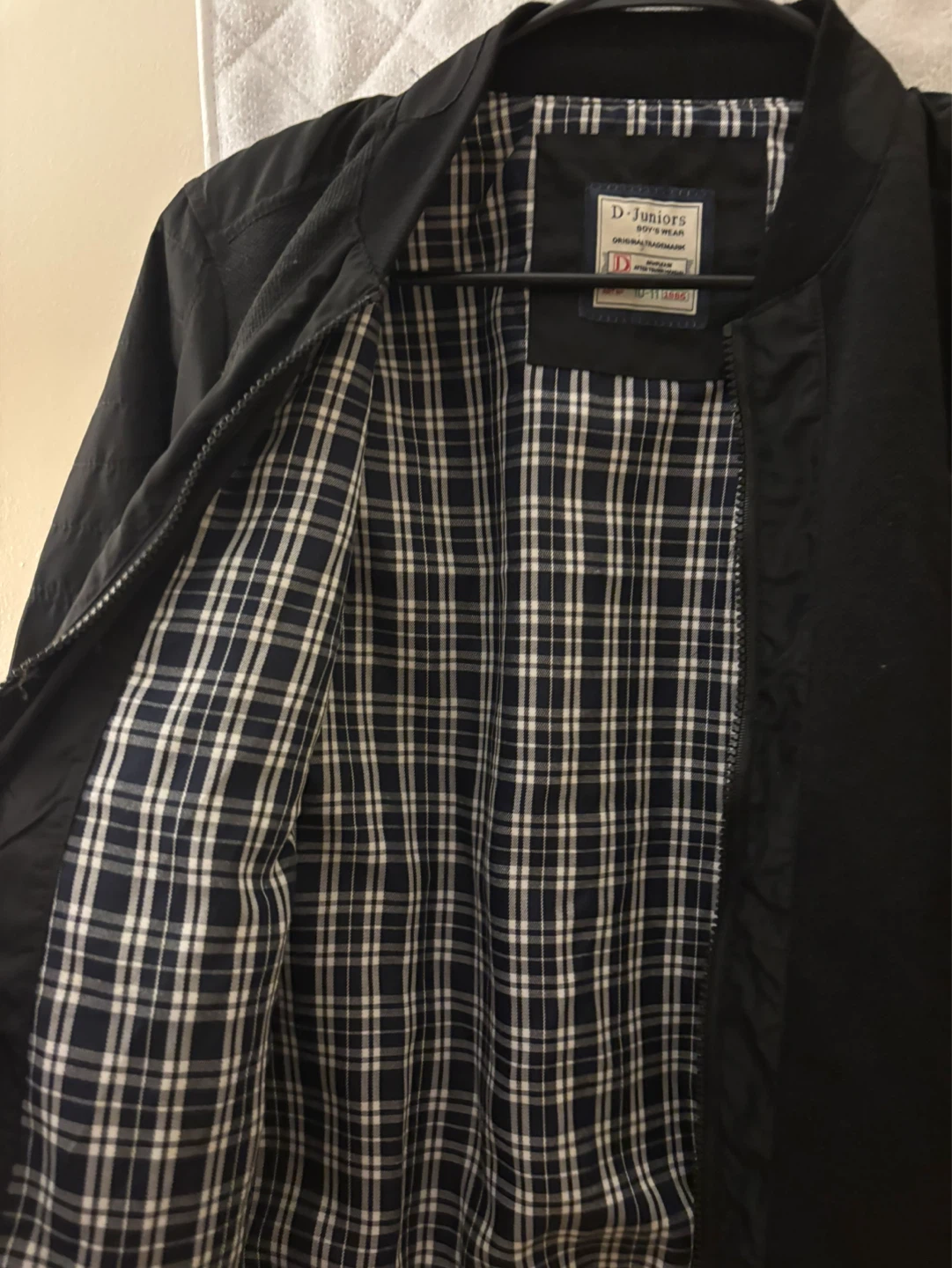 D-Juniors Black Bomber Jacket with Plaid Lining - photo 2