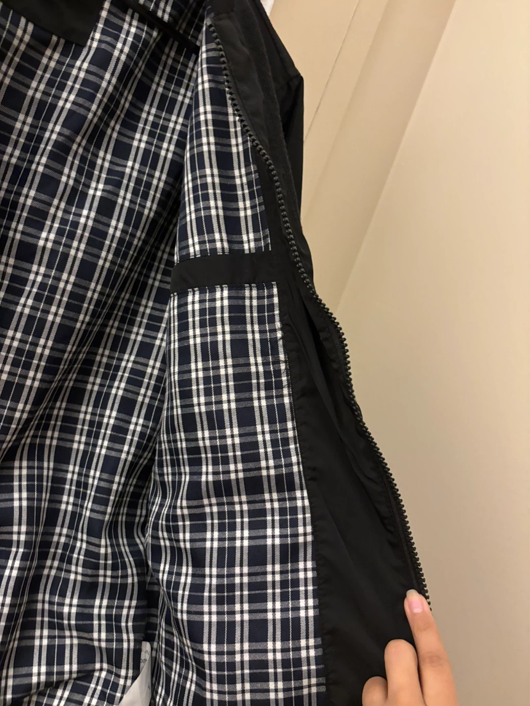 D-Juniors Black Bomber Jacket with Plaid Lining - photo 3