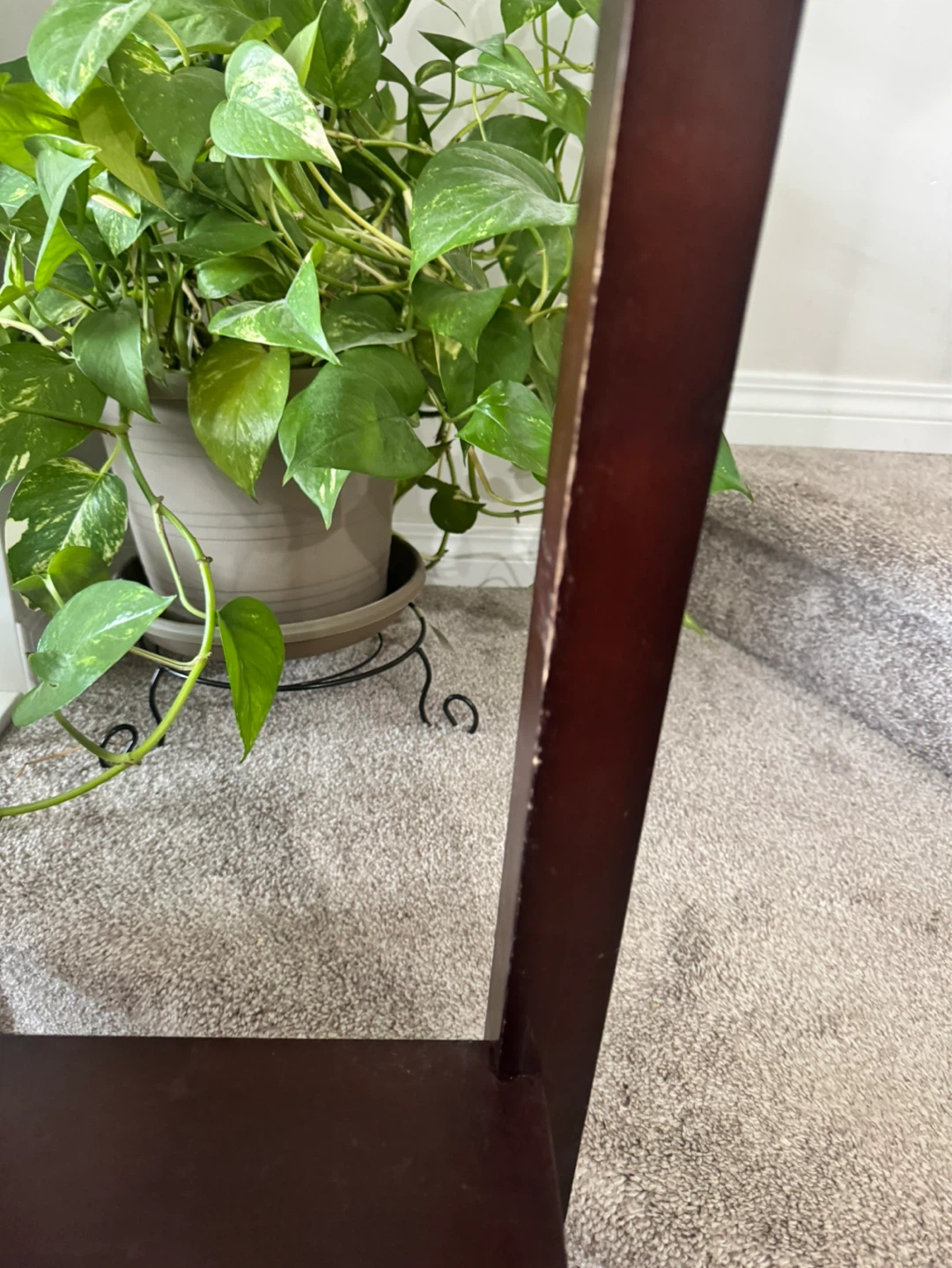 Dark Wood Accent Table with Glass Top - photo 4