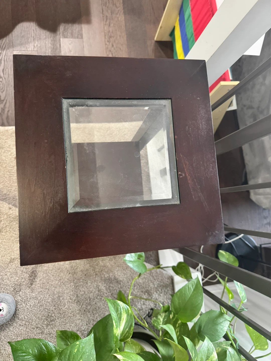 Dark Wood Accent Table with Glass Top - photo 2