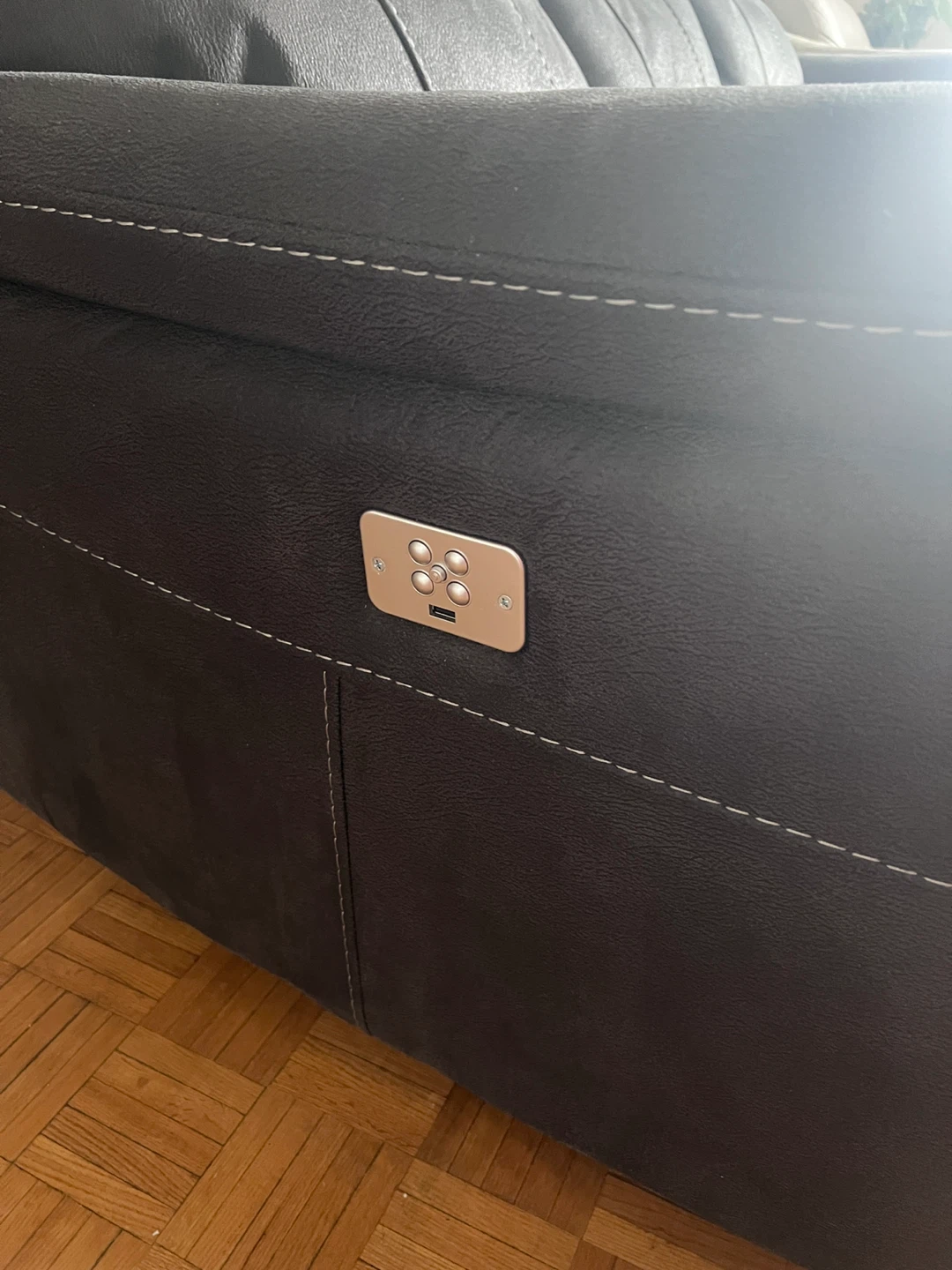 Dark Grey 3-Seater Reclining Sofa with USB Ports - photo 2