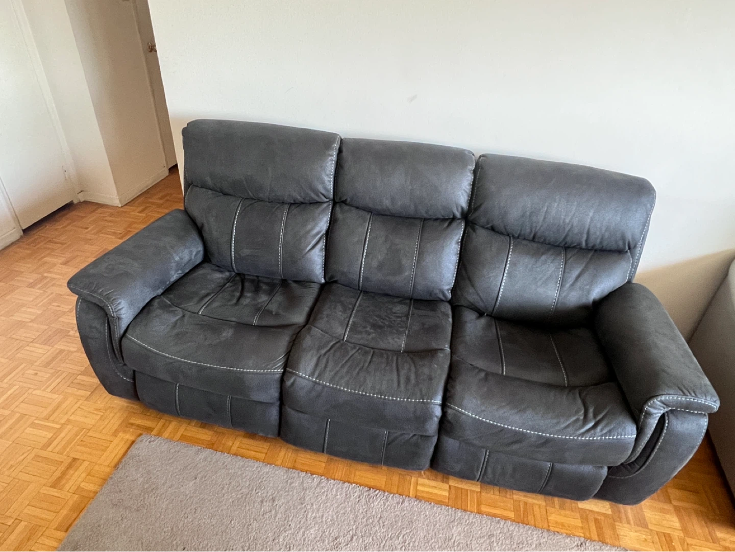 Dark Grey 3-Seater Reclining Sofa with USB Ports - photo 4