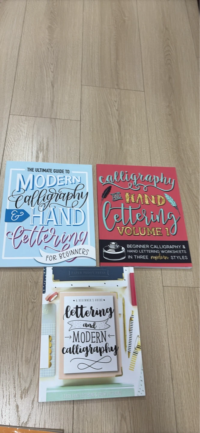 Three calligraphy and hand letter books with   Marker Set