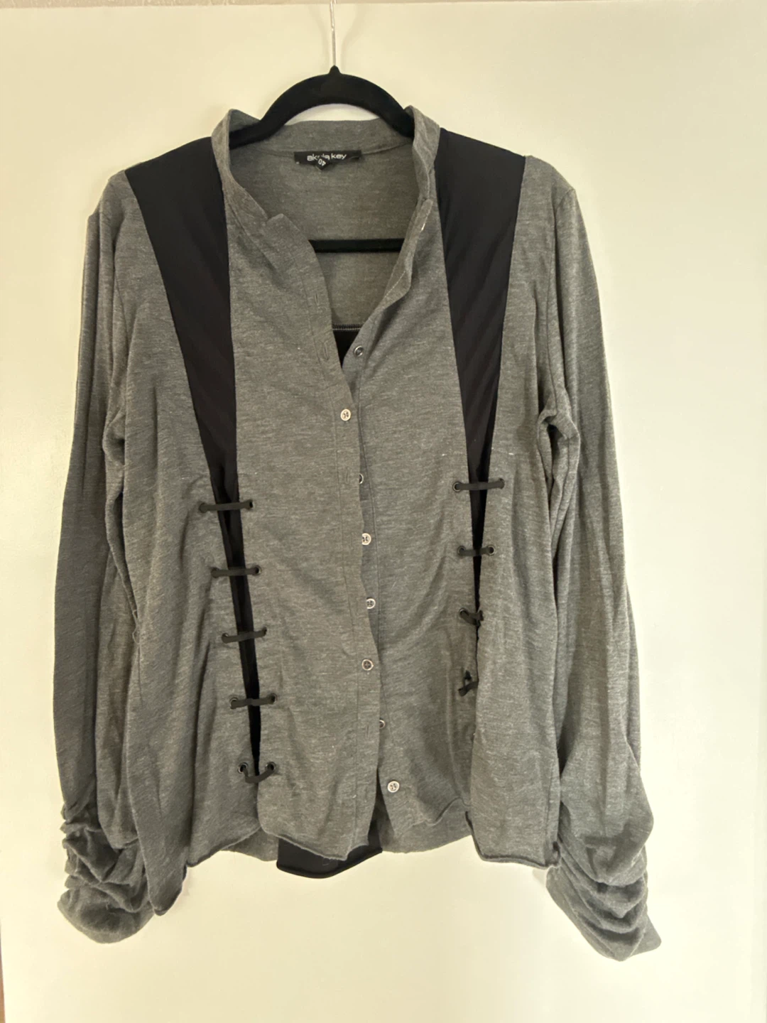 Unisex Grey & Black Long Sleeve Button-Up Shirt