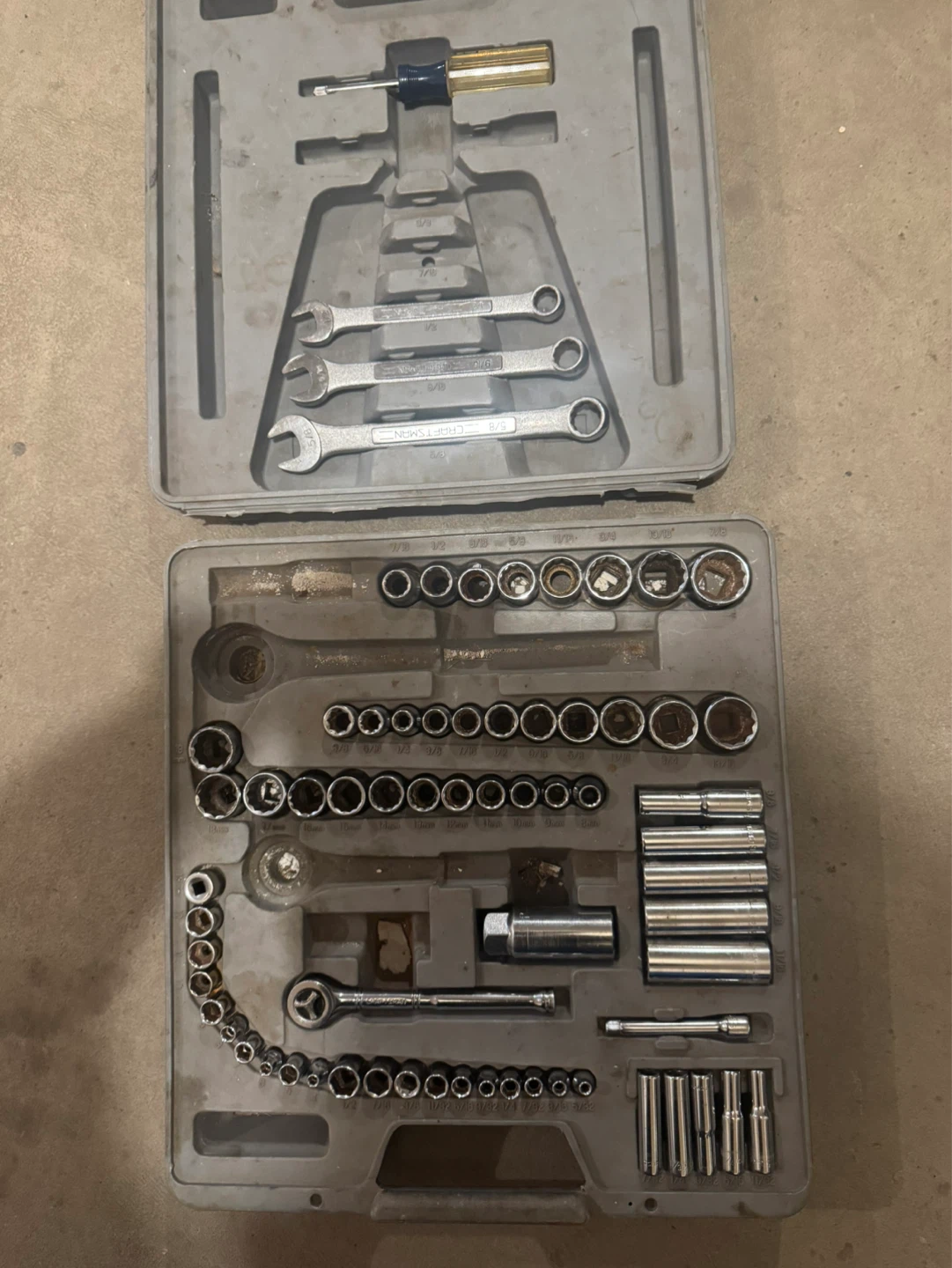 Incomplete Craftsman Tool set in plastic case