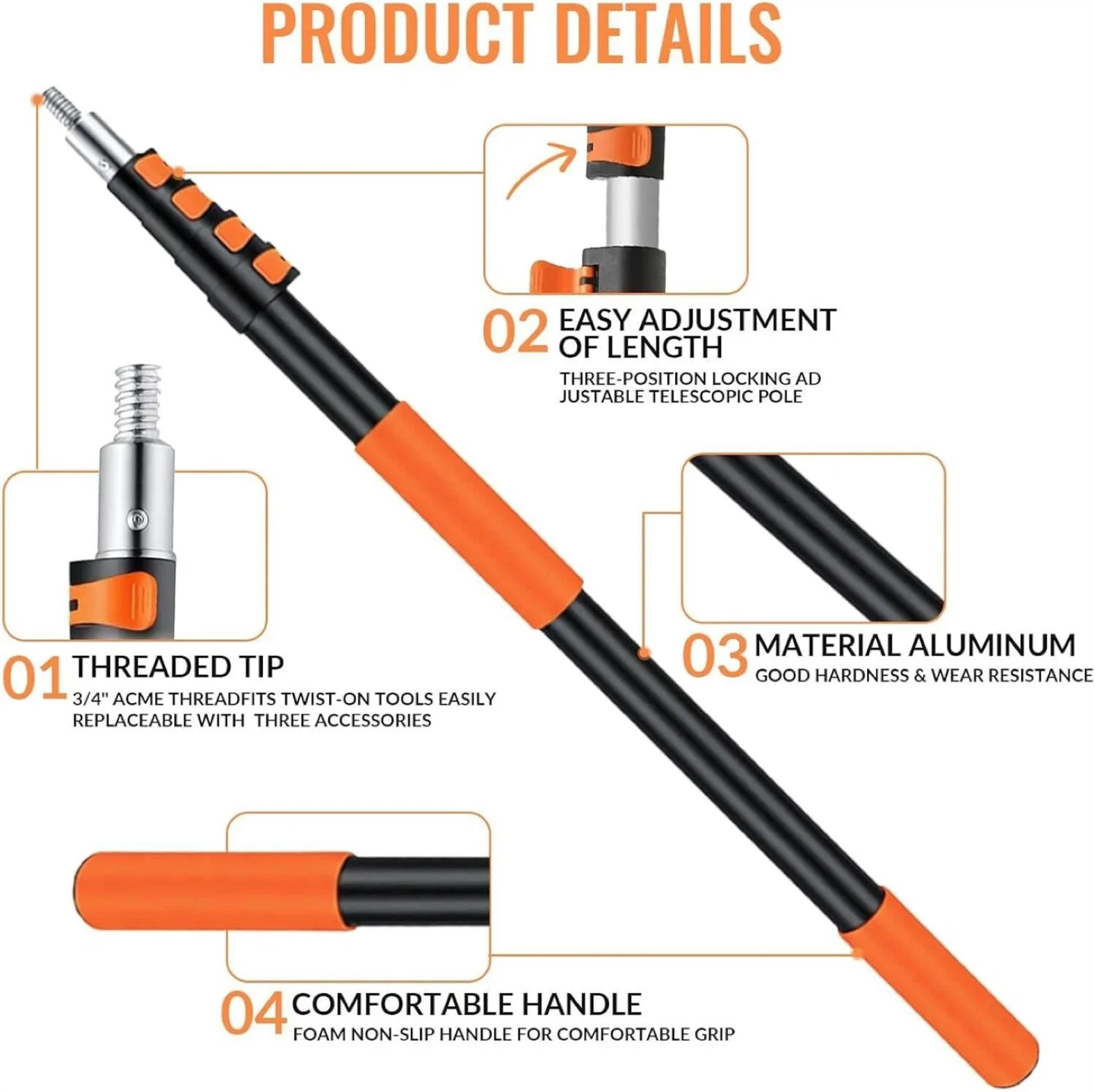 5-20FT Telescopic Bulb Changer Pole with Accessories - photo 3